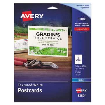 Avery® Printable Postcards, Inkjet, 65 Lb, 4.25 X 5.5, Textured Matte White, 120 Cards, 4 Cards-sheet, 30 Sheets-box freeshipping - TVN Wholesale